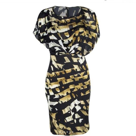 Blumarine Made in Italy Classic Fit Brutalist Print Wool Designer Dress EU38/US4 - Picture 2 of 7